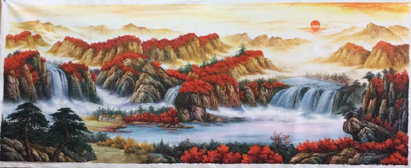 精品 齐白石再传弟子--汤发周先生风水山水画作品《聚宝盆》