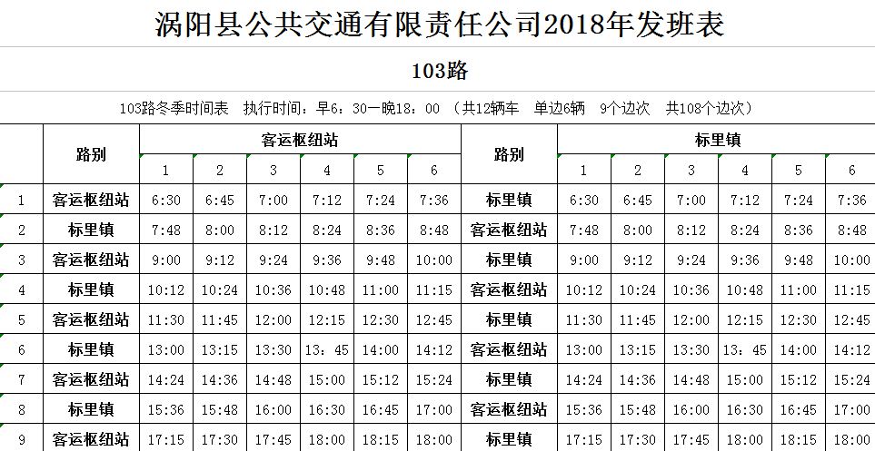 涡阳公交线路冬季运行时间调整公告!(附城乡线运营详细时刻表!