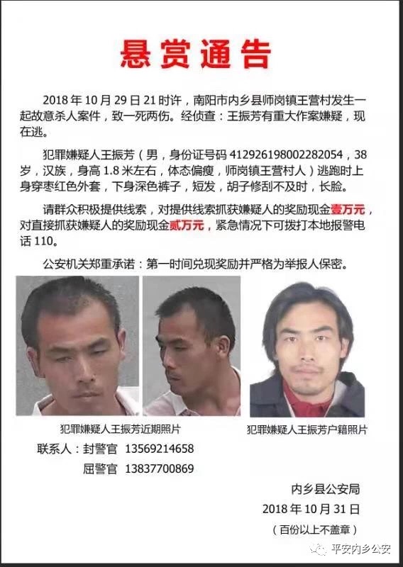 内乡对一刑案再通告悬赏并披露案情:男子故意杀人致一