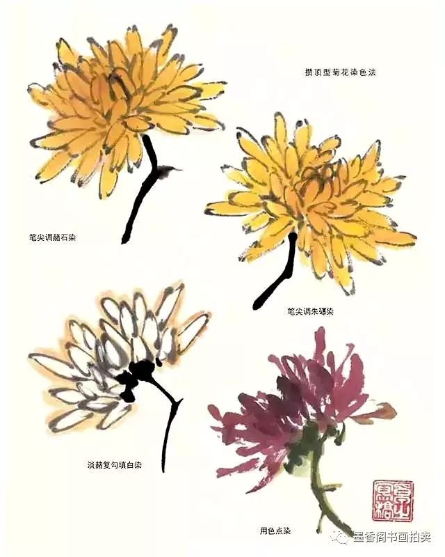 国画技法:写意菊花的画法及构图基本规律