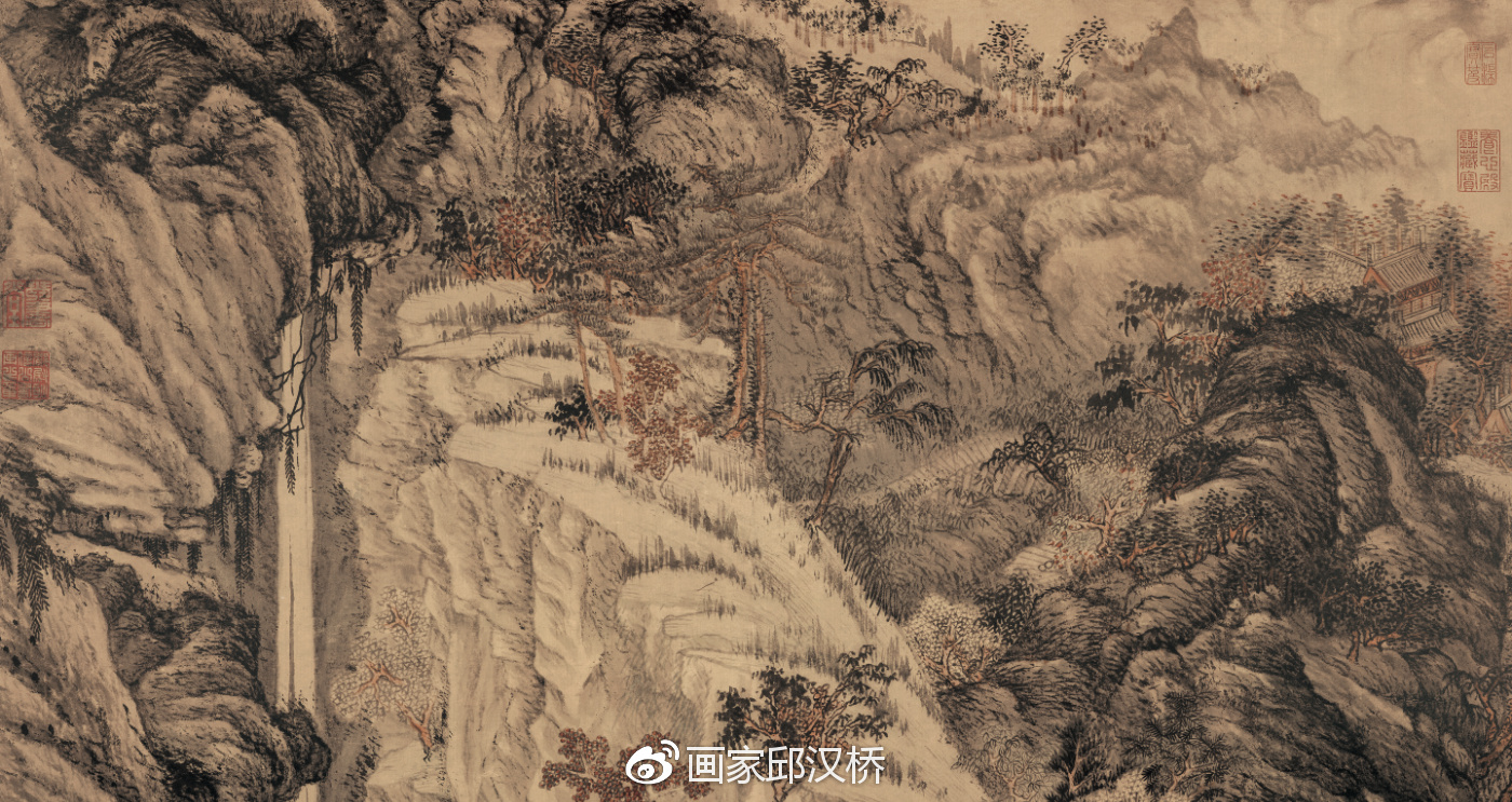 汉桥话画:沈周《庐山高图》描绘庐山风景山水画