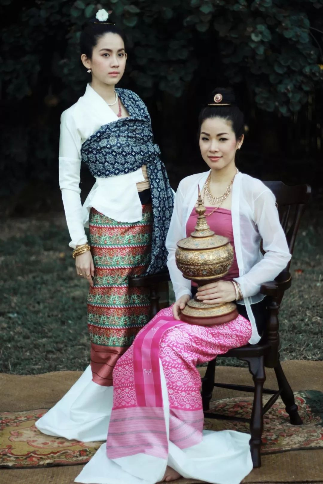 缅甸民族服装 傣族套装 泼水节套装 纱裙长袖女装夏款-阿里巴巴