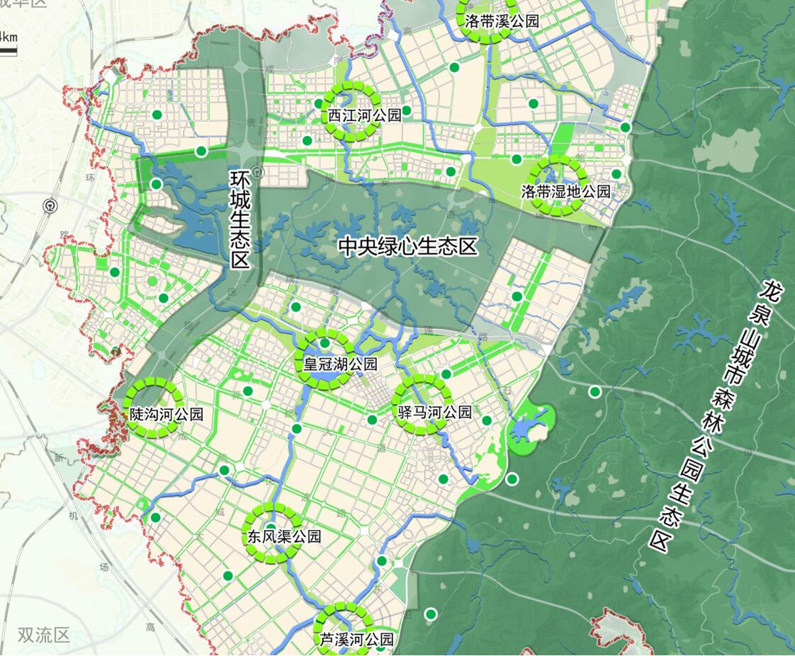 成都市龙泉驿区未来的城市之心:皇冠湖中心规划图