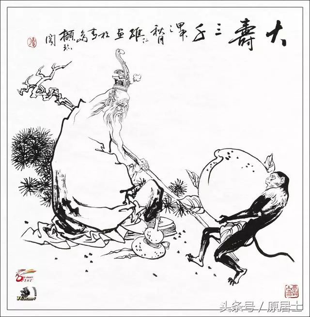 国画工笔白描人物画稿图