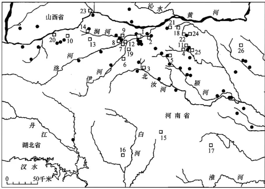 二里头文化重要遗址分布图