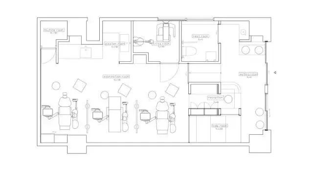 平面图 the floor plan somriures 牙科诊所 masquespacio