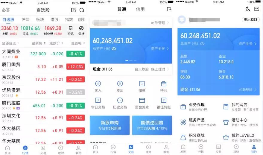 使用路径:自选股界面---分析 3,易淘金app一级页面整体ui和交互设计