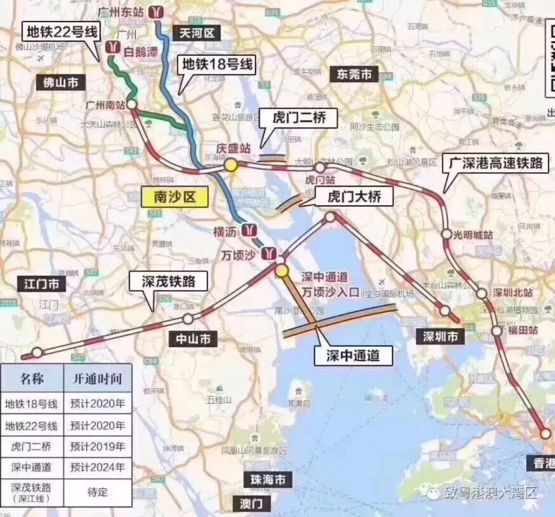 2020年广州地铁 18号线,22号线建成,南沙可实现28分钟直达广州东站