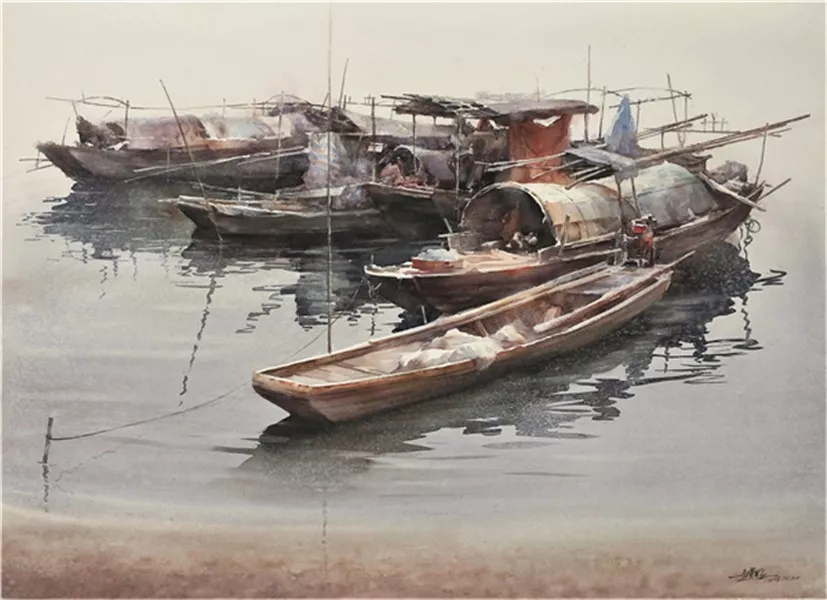 《虹》(rainbow) 陈坚 chen jian 57×76cm 中国(china)2014 水彩