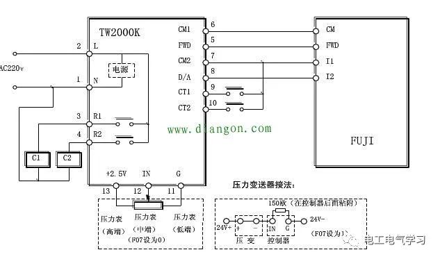 【电气分享】变频器恒压供水电路图和接线图