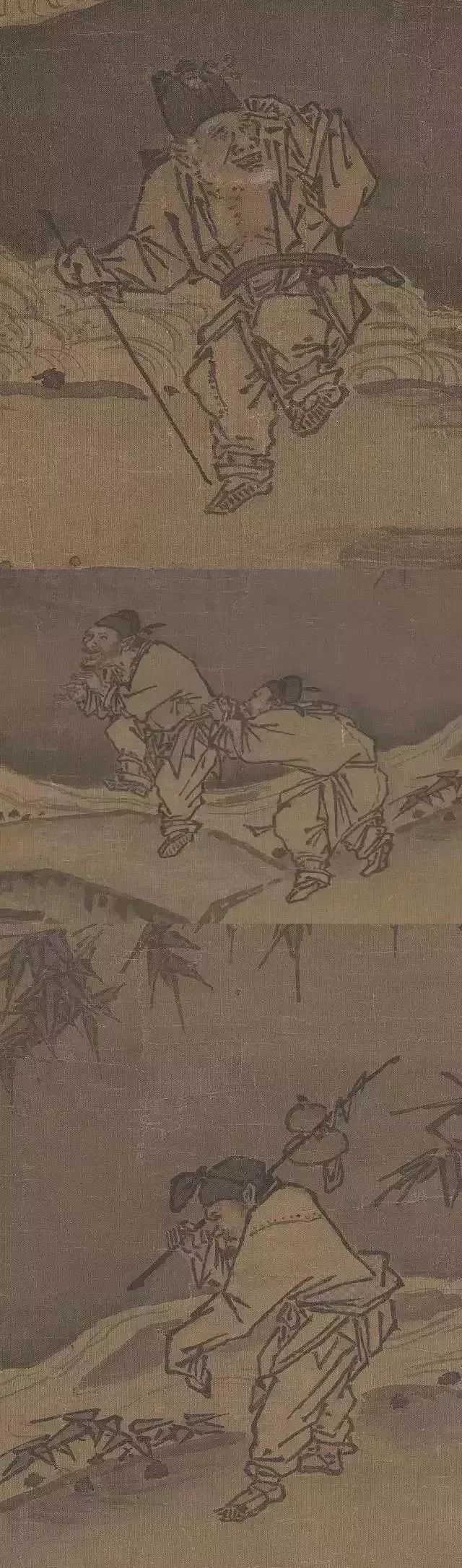 主题是"踏歌",人物占的比重也并不大,但他们在整幅画中却极为引人注目