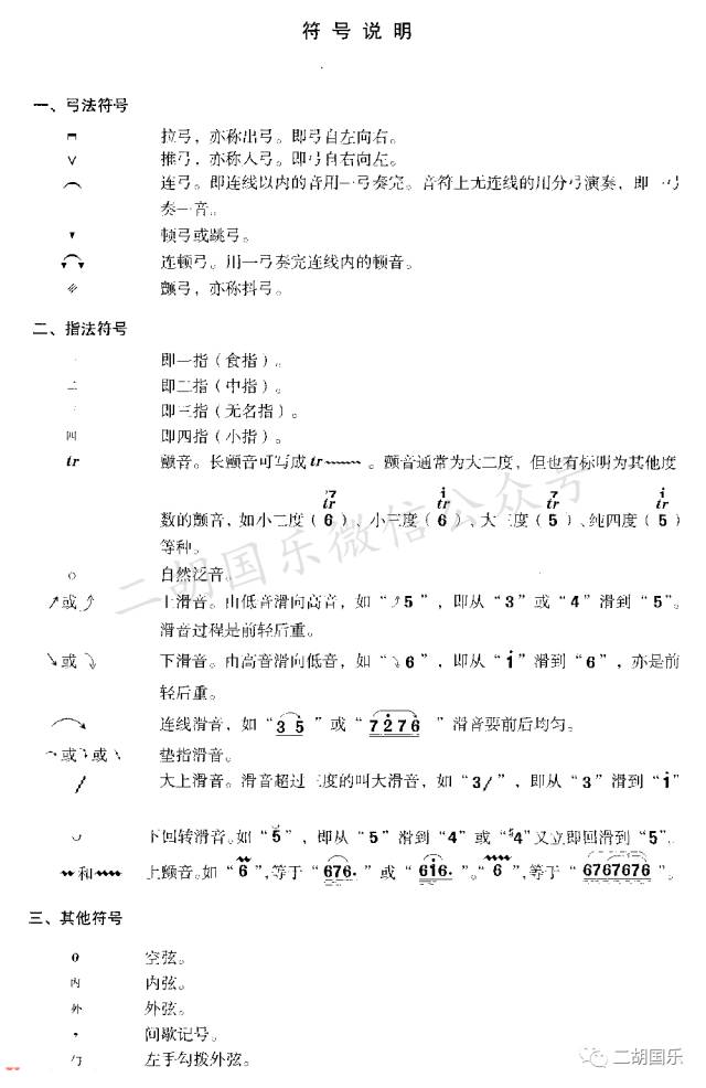 二胡简谱符号_二胡常用演奏符号图和最全最常用音位把位图