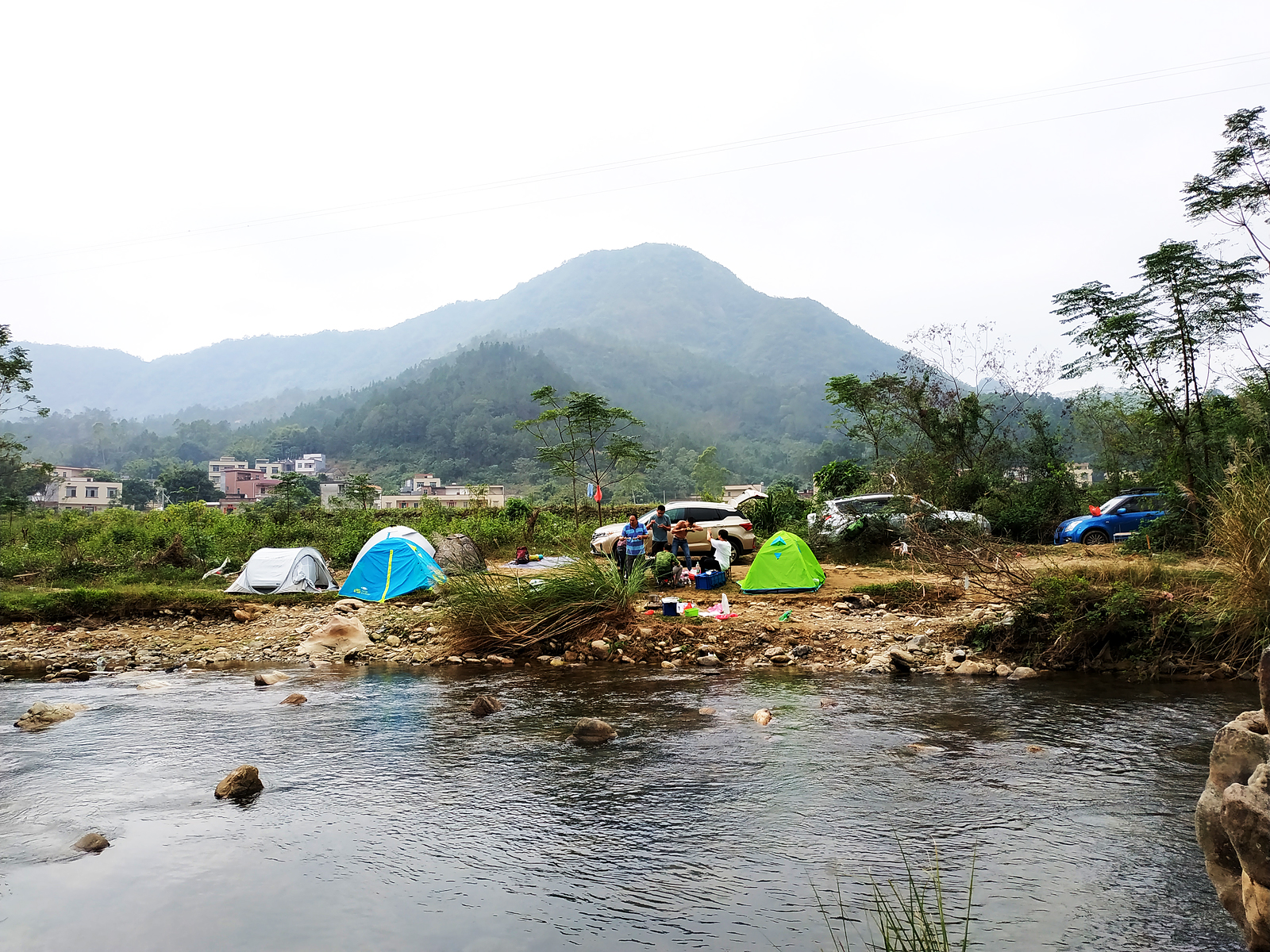 山坪村泡野温泉稻田小溪边露营适合亲子游在江门和佛山附近