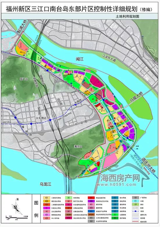 片区位于南台岛东部,闽江,乌龙江,马江三江交汇之滨西岸,东北望鼓山