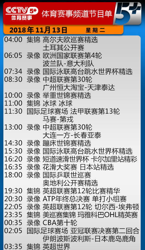 央视今日节目单 CCTV5上午连播两场NBA 晚间直播CBA辽篮客战新疆