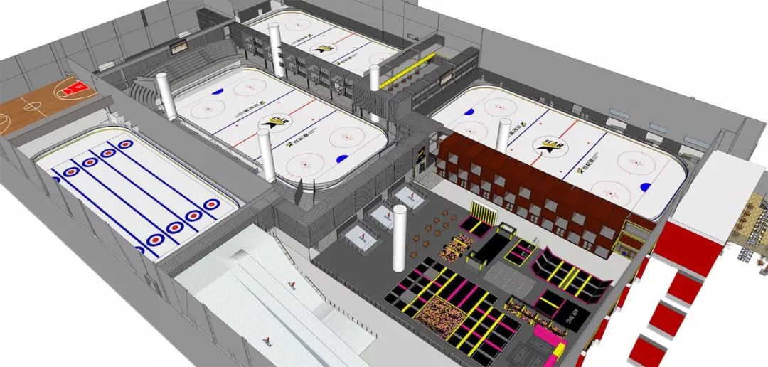 世纪星国际冰雪体育中心 3d效果图世纪星国际冰雪体育中心平面图蹦床