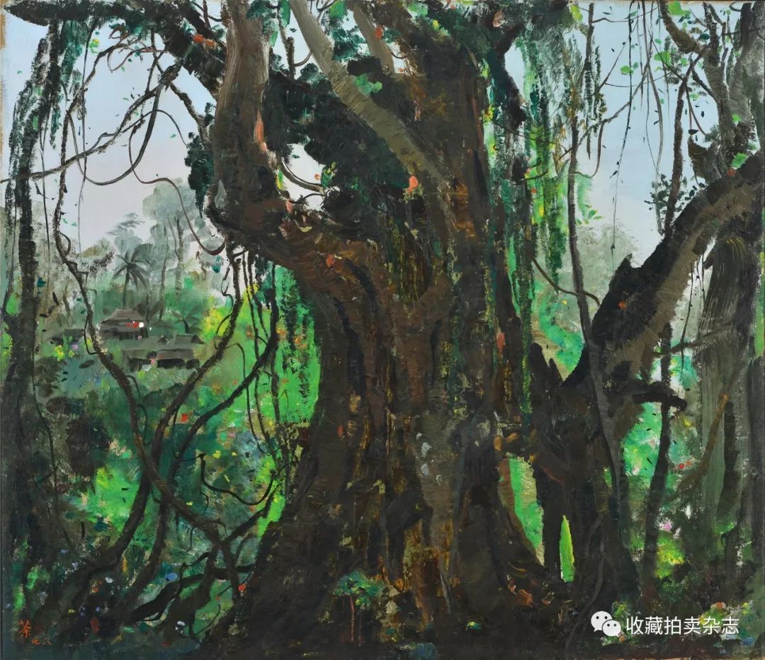 吴冠中《西双版纳榕树》布面油画 65×75 cm 1978