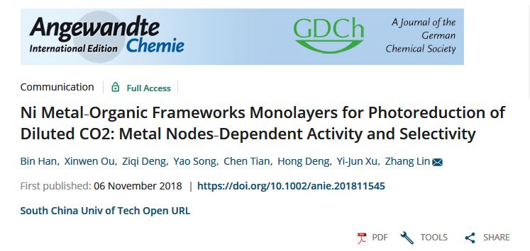 ni mofs单层纳米片实现低浓度co2光催化还原,为工业废气中co2的资源