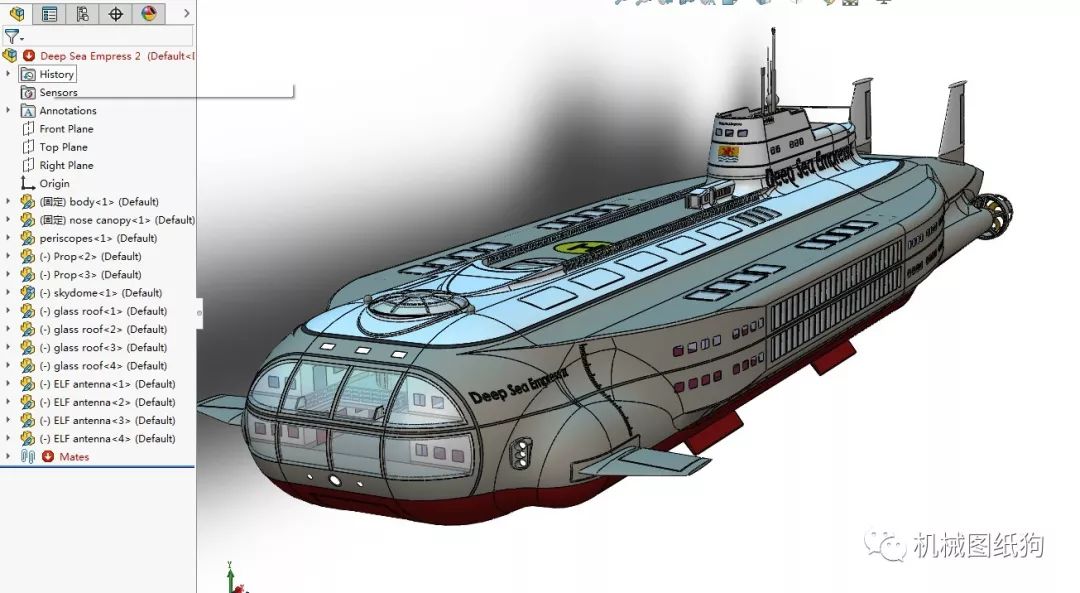 【海洋船舶】deep sea empress深海潜艇3d模型图纸 solidworks设计