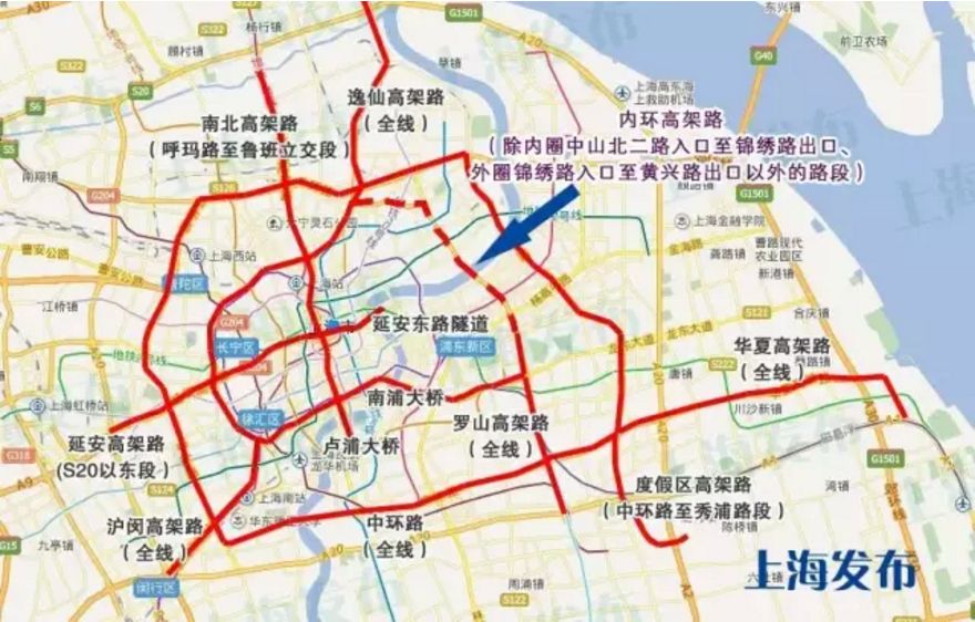 上海市公安局关于调整本市部分高架道路