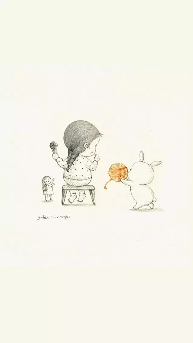 女孩与兔子暖心插画超温馨