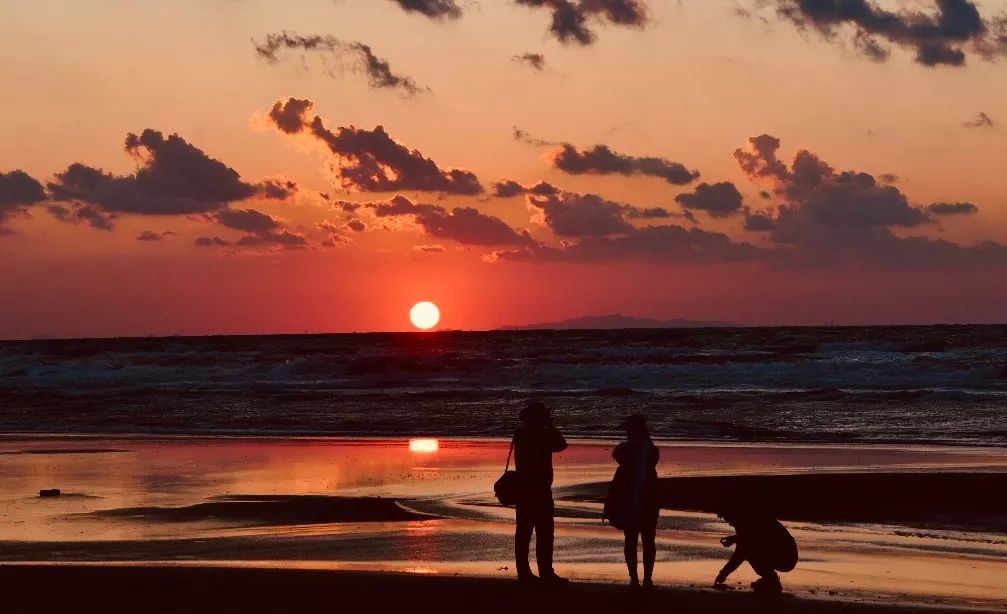 落日的海边 夕阳西下 秋日静美