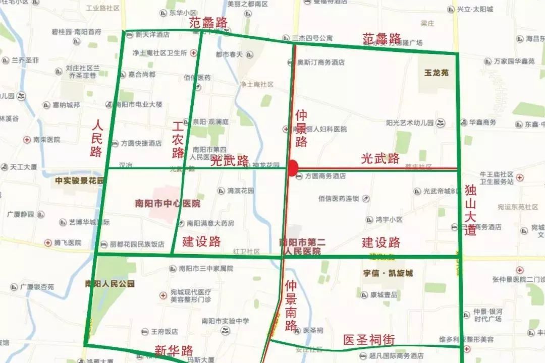 南阳陆续发布仲景路修路预告,热心的网友还给大家配了绕路示意图