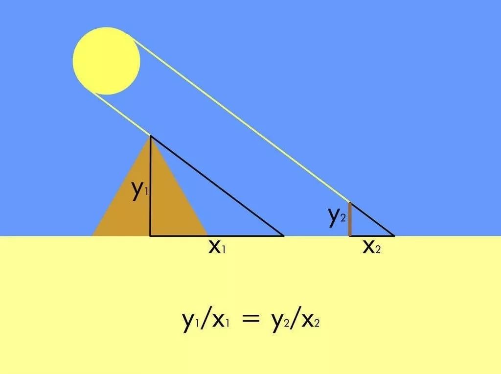 在数学方面,泰勒斯曾利用日影来测量金字塔的高度.