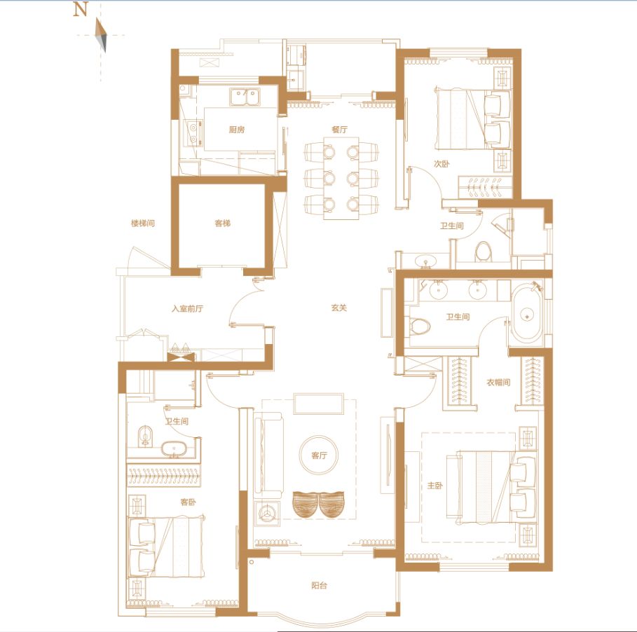 绿洲康城金邸丨建筑面积约153㎡户型解读!