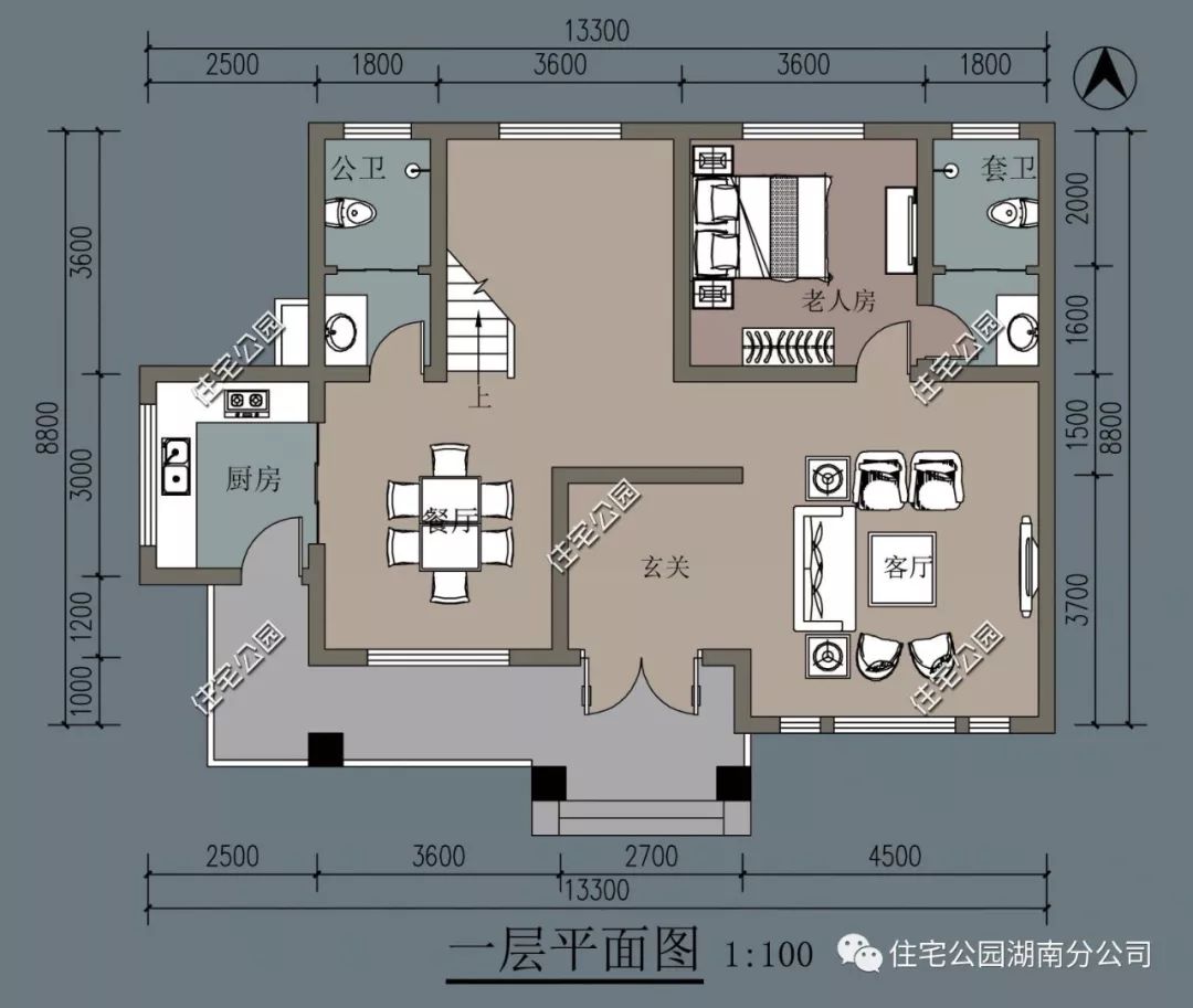 二层设计两个带套卫的卧室,方便家人日常起居生活.