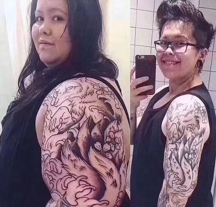 emmm,这是人家胖努力到瘦后纹身的对比