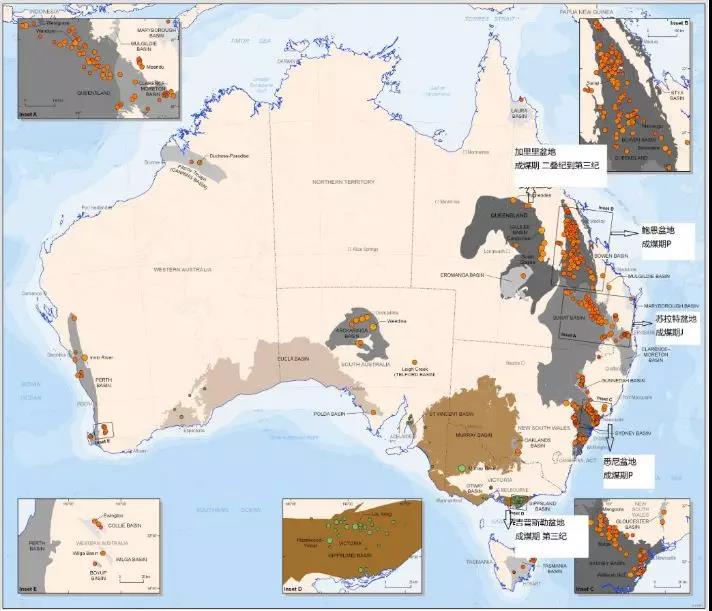 澳大利亚煤炭资源分布图