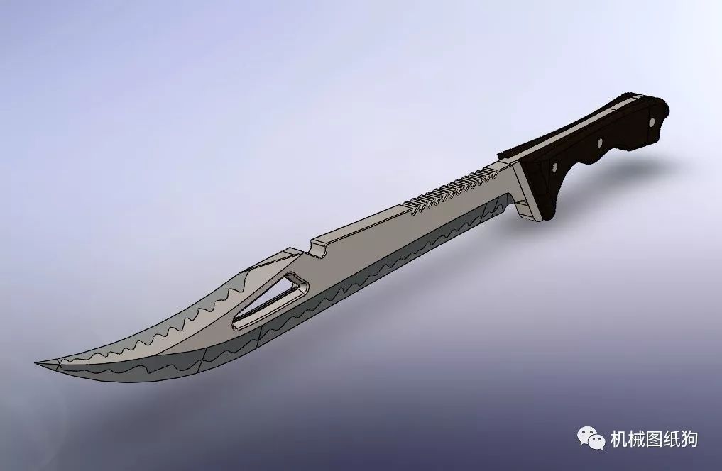 【武器模型】hr-hunter砍刀3d模型图纸 solidworks设计