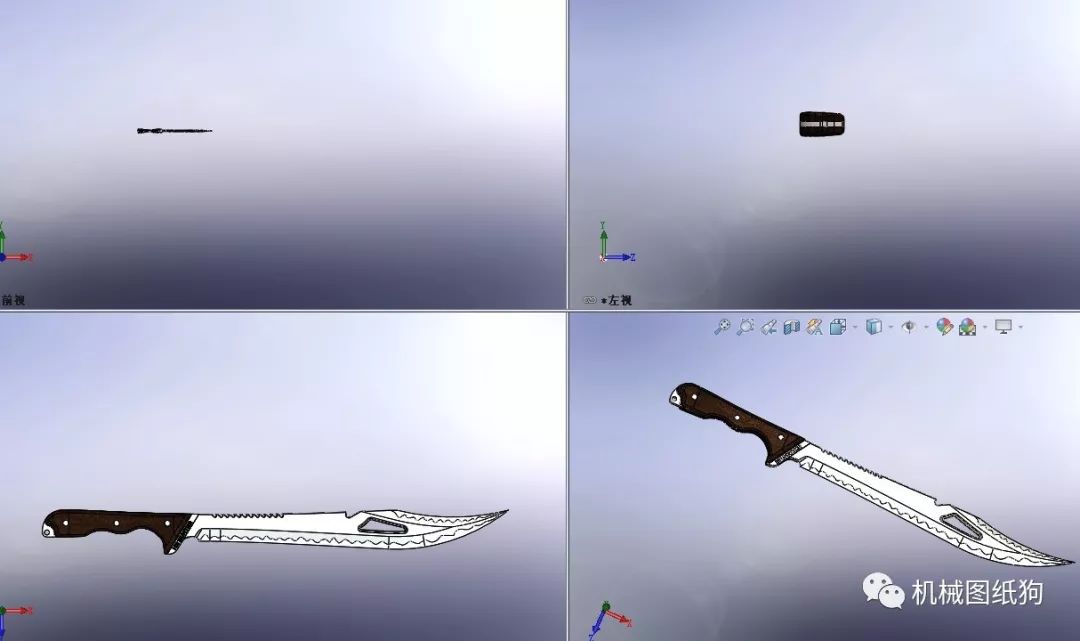 【武器模型】hr-hunter砍刀3d模型图纸 solidworks设计