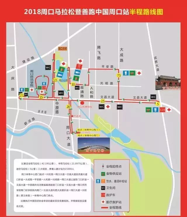 周口师范学院南门经学院院内南门→文昌大道向西大庆路折返→周口大道