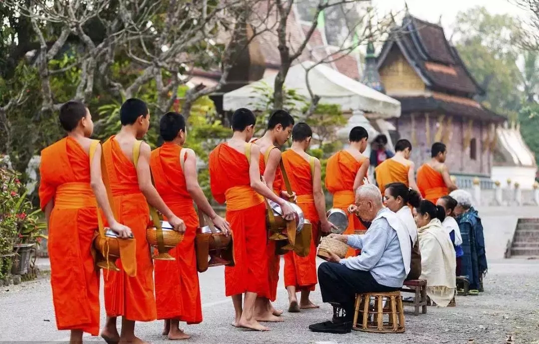 晨雾中观僧侣化斋特色民俗,千年传统不曾改变,您也可以参与其中祈求