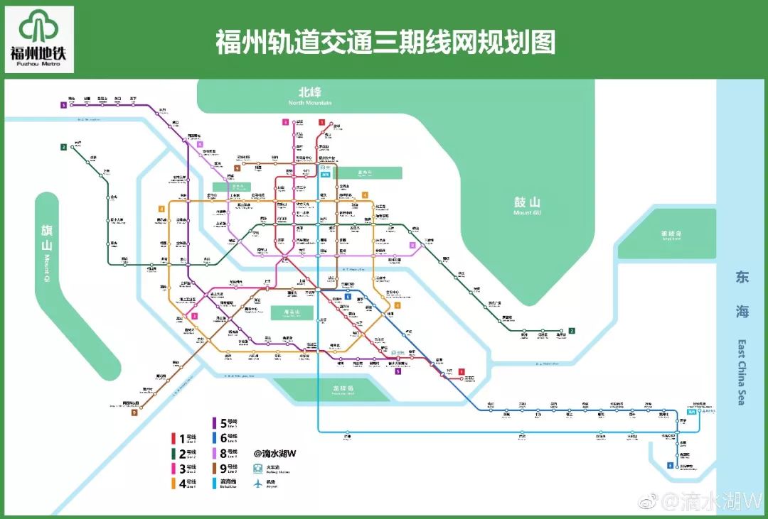 网曝福州轨道交通三期线网规划图,确定有线路到长乐机场啦.