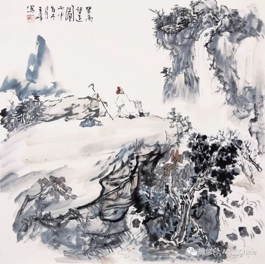 登高望远图 68x68cm