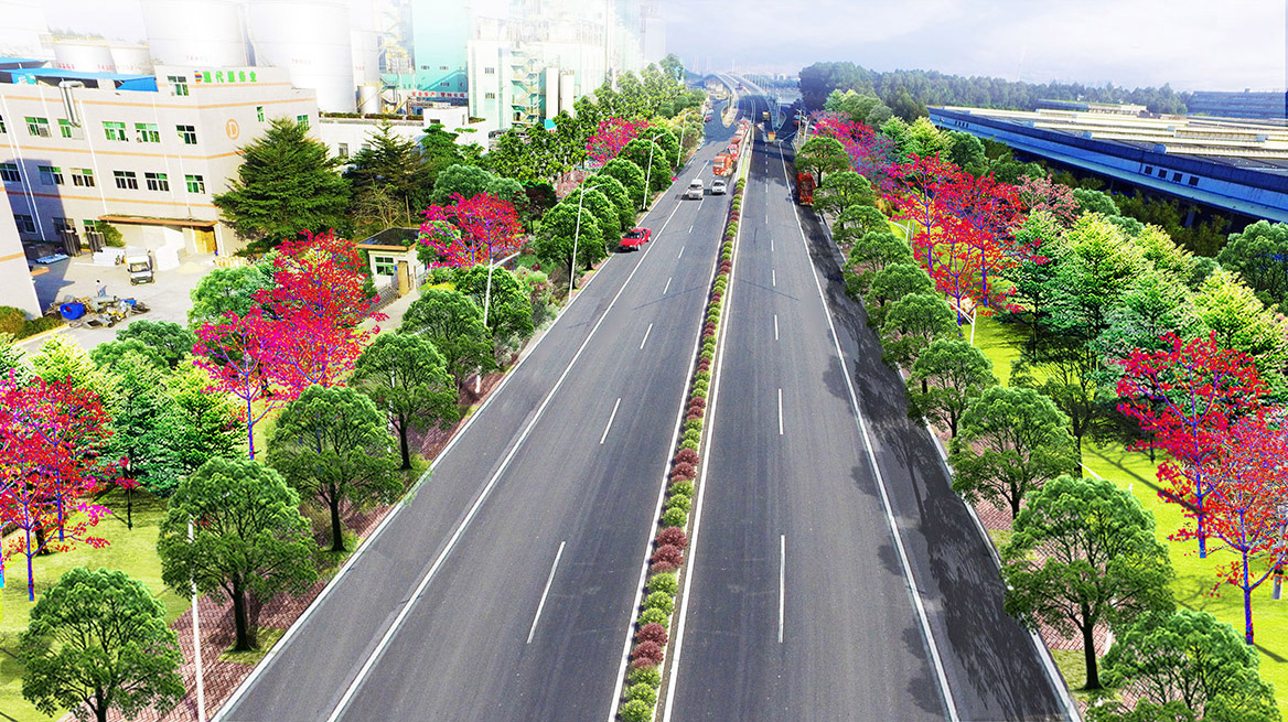 市政景观设计,洪梅镇疏港大道绿化设计方案