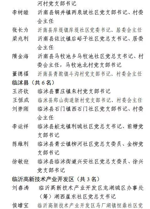 临沂这110名村党组织书记,90个村党组织拟被表彰!