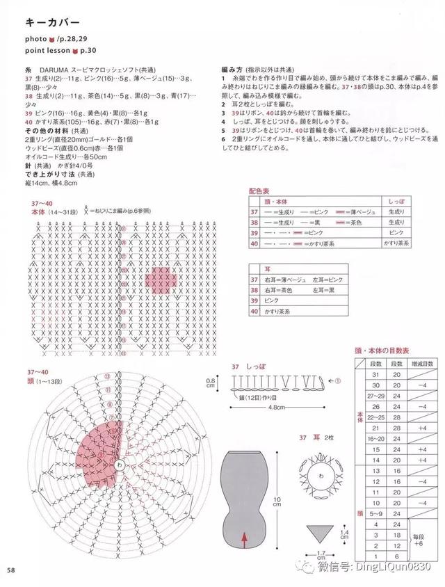 【钩编图解】40款带猫咪的包包,发饰,书签等小物(日文