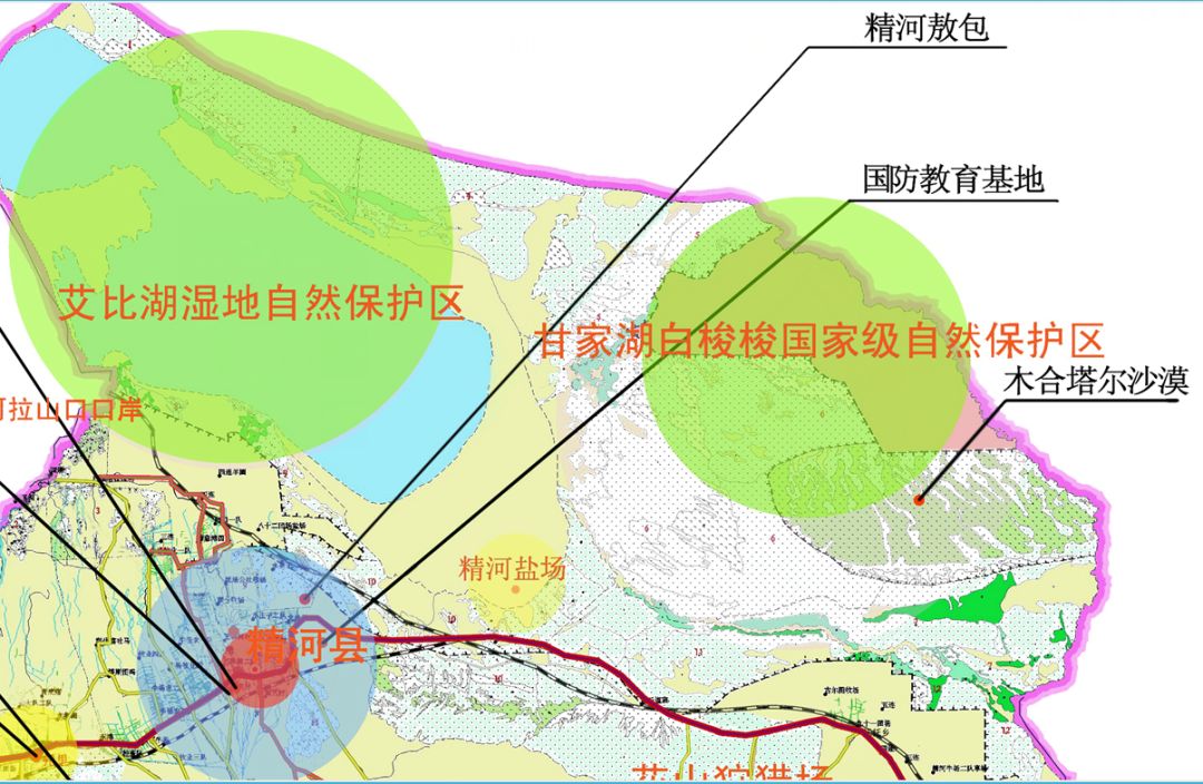 右上区域 右下区域 手绘地图里, 阿拉山口市  接着是有着 "亚欧陆