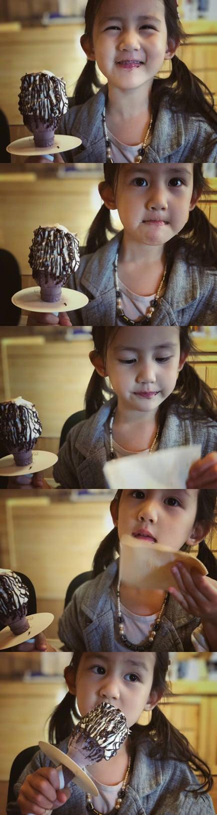 孫莉曬黃磊和小女兒同吃一個冰淇淋，父女倆互動超有愛！ 娛樂 第11張