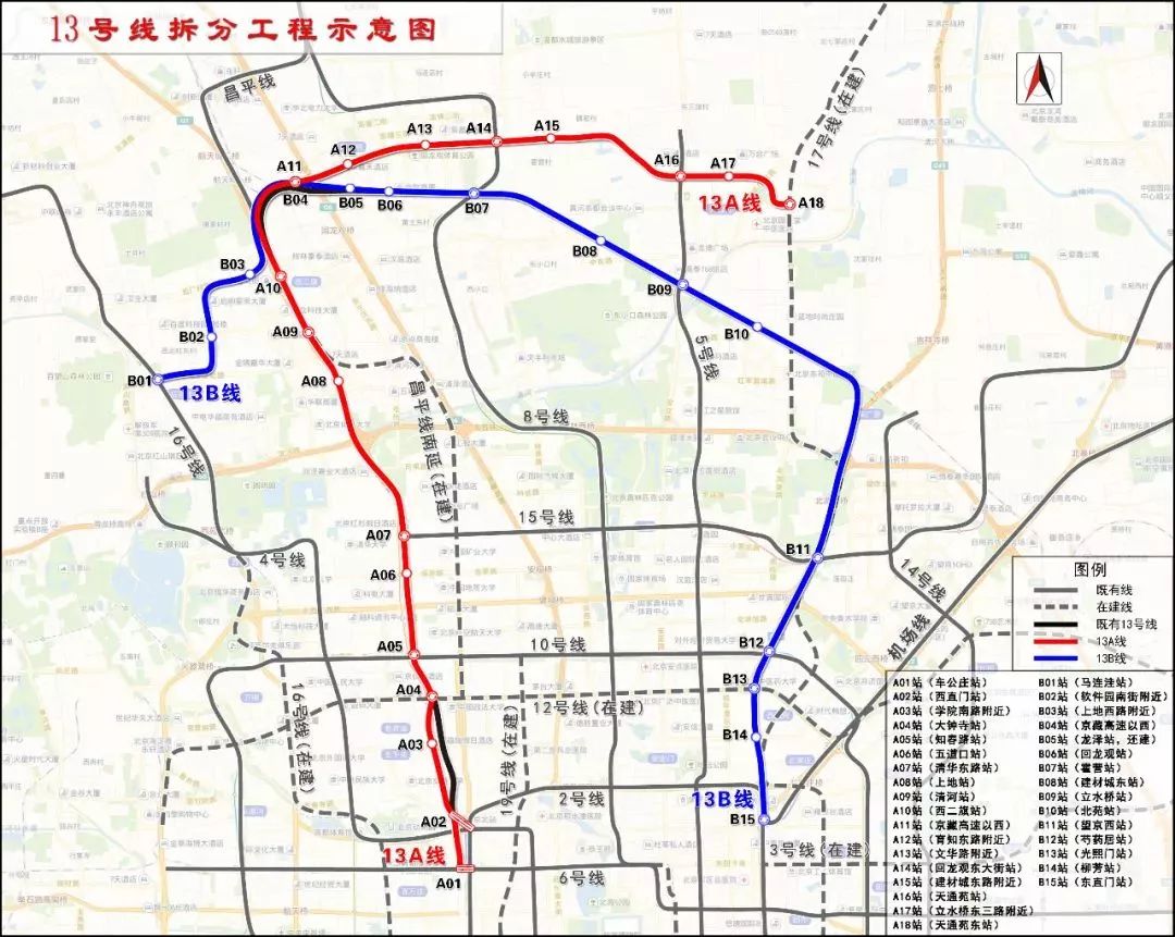 交通一条变两条北京地铁13号线将拆分为ab线