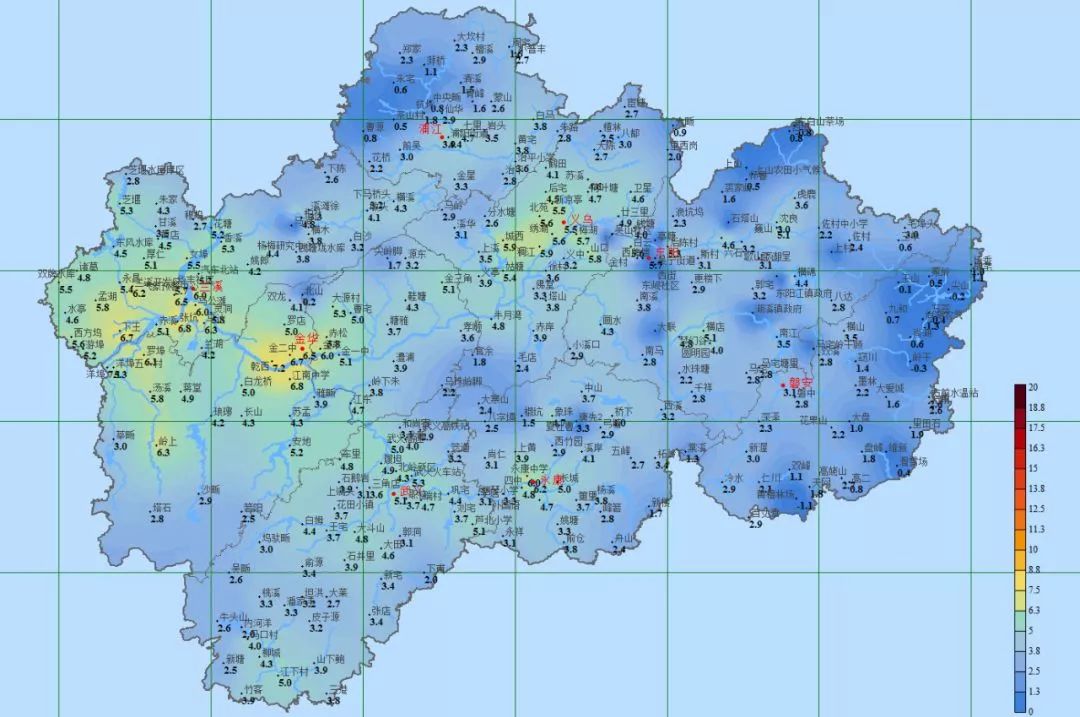 今天早晨东阳市的 最低气温也冷出了新高度 城区5