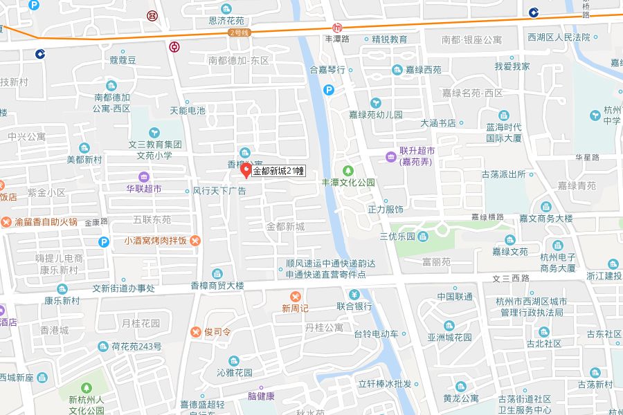 地图来源:百度地图金都新城小区地块四至为:东至丰潭路,南至文三西路