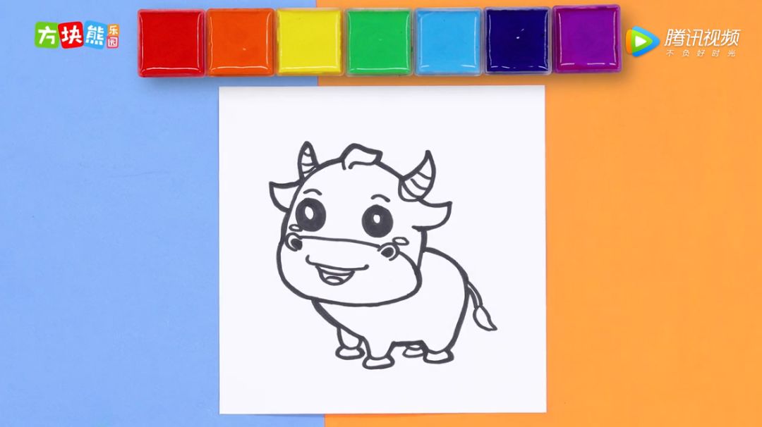 【简笔画】方块熊喊你画"可爱的小牛"简笔画啦!