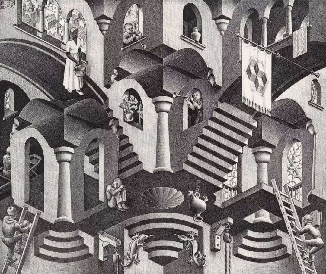 埃舍尔绘画作品.m.c. escher, hol en bol, 1970