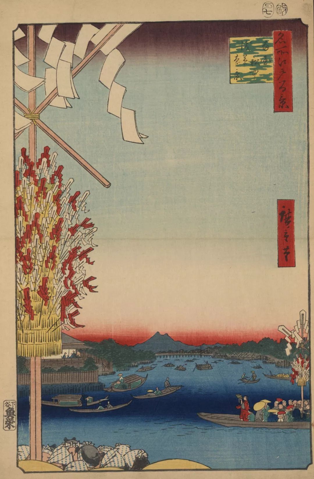 《江户百景图》描绘了那时东京的100多处繁荣景象,这些浮世绘版画深受