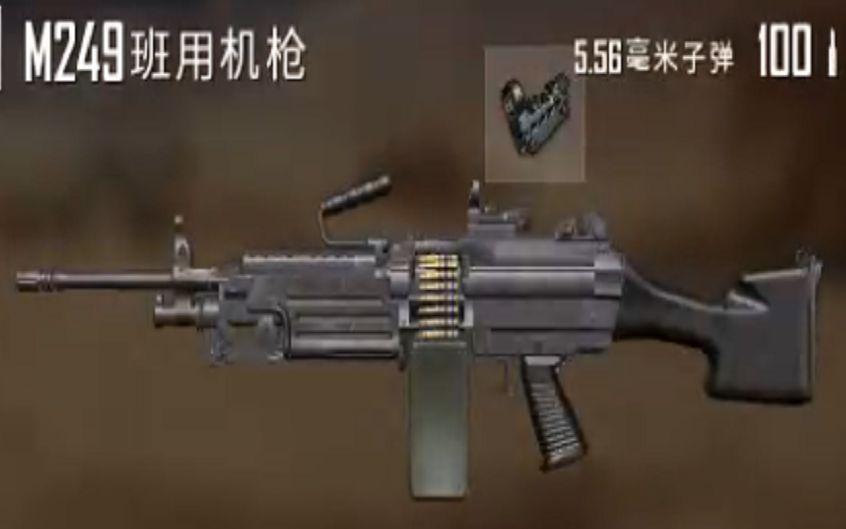 1,m249,游戏里面玩家更喜欢叫它大菠萝,也许是和它的外观很相似吧